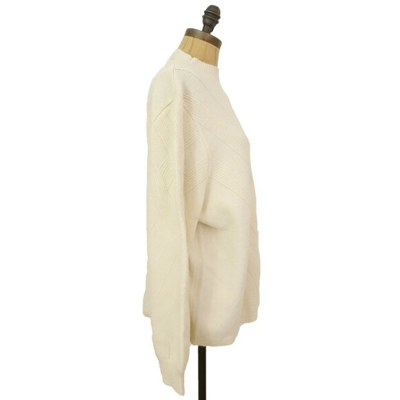 Joseph A Sweater Top XL Mock Neck Balloon Sleeve Rib Trim Ecru Ivory NWT B4 - Picture 4 of 6